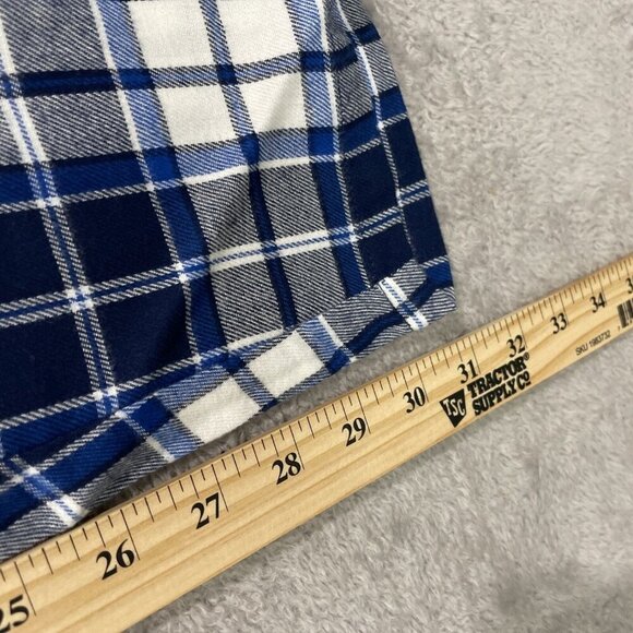 NWOT Lands' End Men's XXL Flannel Pajama Pants Navy & Ivory Plaid Cotton - Picture 4 of 7